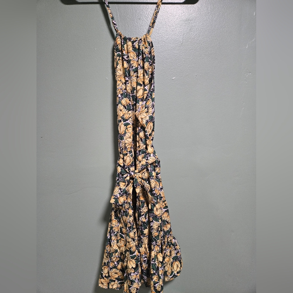 Floral Dress with Yellow and Green Pattern